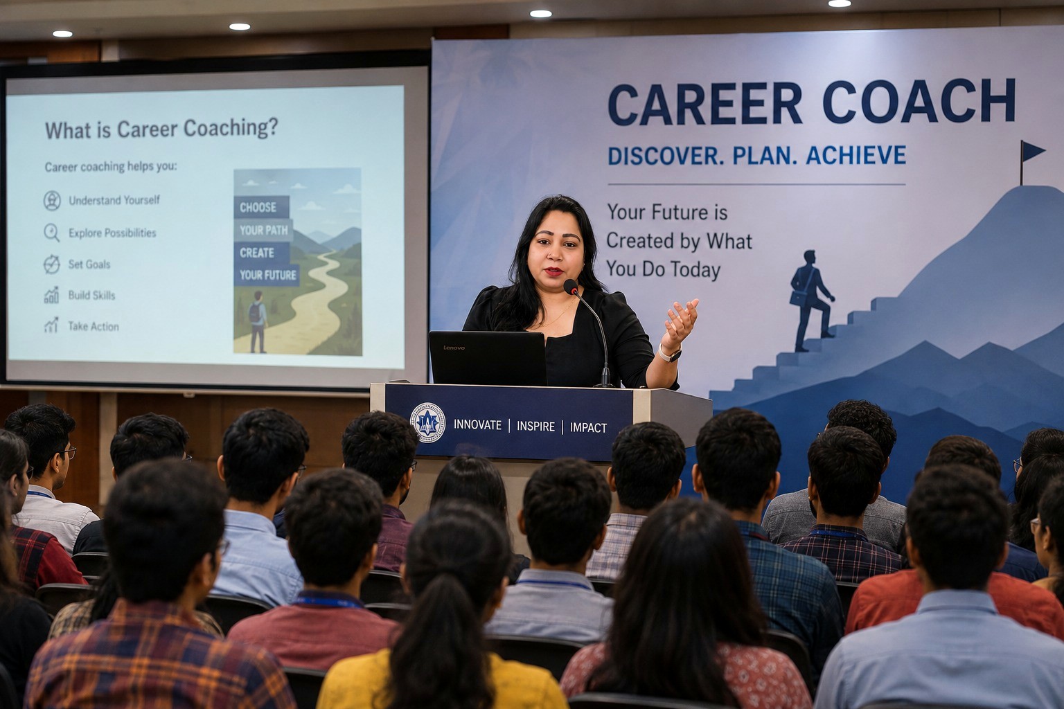 Career coaching session with students